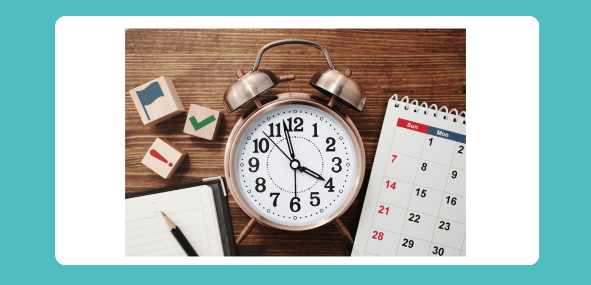 clock and calendar on the desk